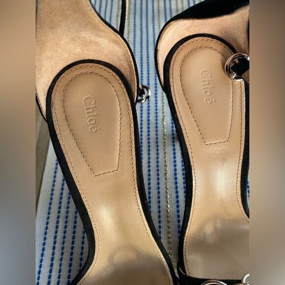 Chloe , black shoes with chains in front and ankle bracelet, new never used - Picture 7 of 8